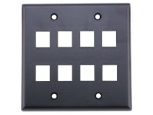 Picture of 8 Port Keystone Faceplate - Dual Gang - Black