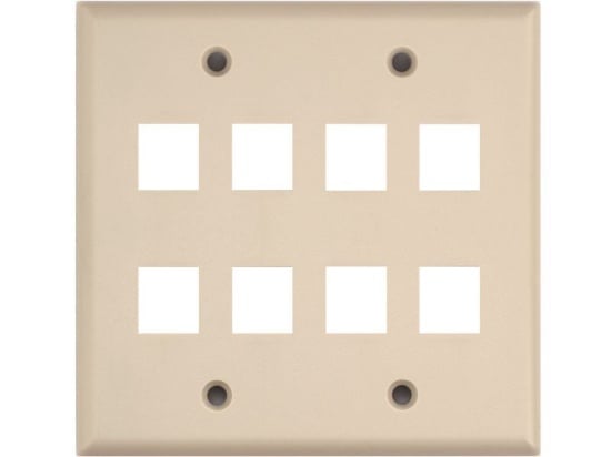 Picture of 8 Port Keystone Faceplate - Dual Gang - Ivory