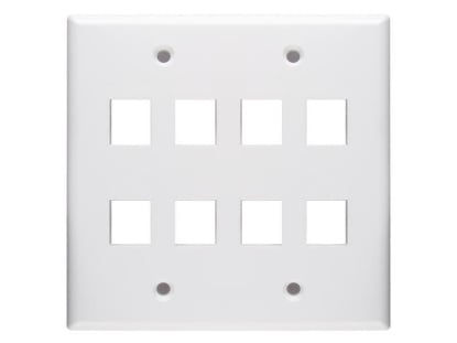 Picture of 8 Port Keystone Faceplate - Dual Gang - White
