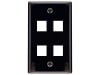 Picture of 4 Port Keystone Faceplate - Single Gang - Black