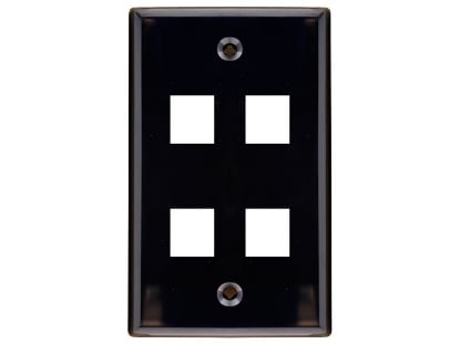 Picture of 4 Port Keystone Faceplate - Single Gang - Black