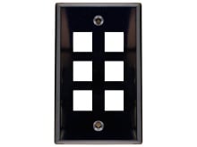 Picture of 6 Port Keystone Faceplate - Single Gang - Black