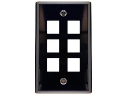 Picture of 6 Port Keystone Faceplate - Single Gang - Black