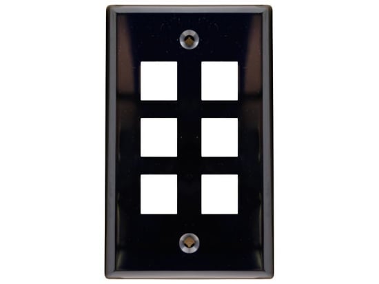 Picture of 6 Port Keystone Faceplate - Single Gang - Black