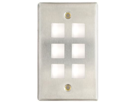 Picture of 6 Port Stainless Steel Keystone Faceplate