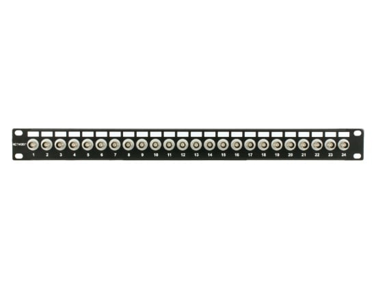 Picture of 24 Port Fully Loaded 75 Ohm Isolated BNC Coaxial Patch Panel - 1U