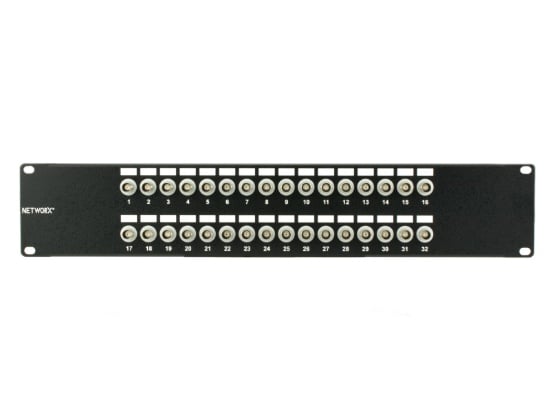 Picture of 32 Port Fully Loaded 75 Ohm Isolated BNC Coaxial Patch Panel - 2U