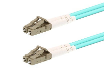 Picture of 2m Multimode Duplex Fiber Optic Patch Cable (50/125) OM3 Aqua - Laser Opt - LC to LC