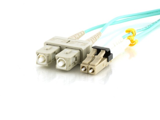Picture of 45m Multimode Duplex Fiber Optic Patch Cable (50/125) OM3 Aqua - Mini LC to SC
