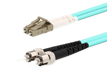 Picture of 1m Multimode Duplex Fiber Optic Patch Cable (50/125) OM3 Aqua - Laser Opt - LC to ST