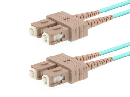 Picture of 5m Multimode Duplex Fiber Optic Patch Cable (50/125) OM3 Aqua - Laser Opt - SC to SC