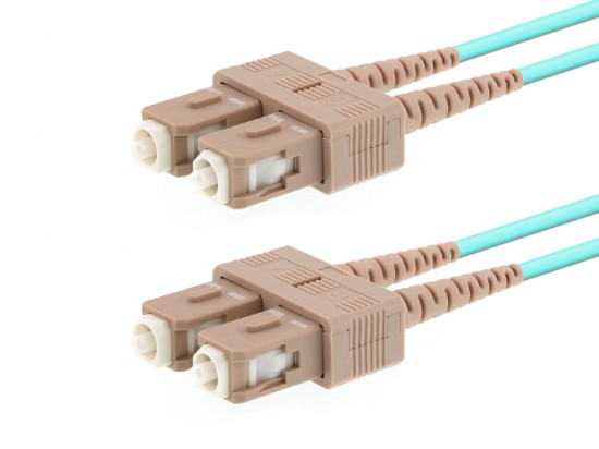 Picture of 40m Multimode Duplex Fiber Optic Patch Cable (50/125) OM3 Aqua - Laser Opt - SC to SC