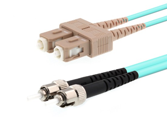 Picture of 2m Multimode Duplex Fiber Optic Patch Cable (50/125) OM3 Aqua - Laser Opt - SC to ST