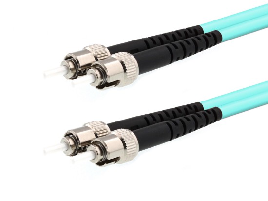 Picture of 2m Multimode Duplex Fiber Optic Patch Cable (50/125) OM3 Aqua - Laser Opt - ST to ST