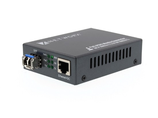 Picture of Gigabit Fiber Media Converter - 1000Base-LX, LC Singlemode, 20km, 1310nm, PoE