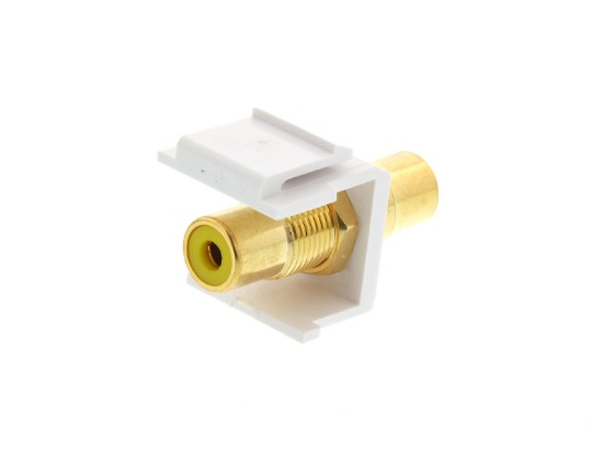 Picture of Feed Through Keystone Jack - RCA (Component / Composite) - White - Color Coded Yellow
