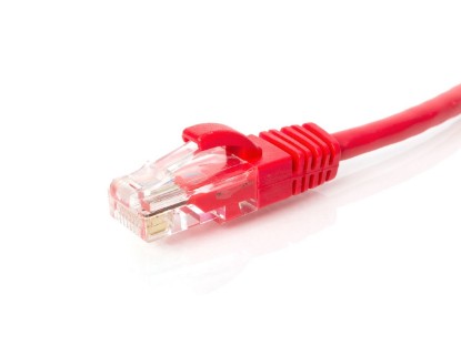 Picture of CAT5e Patch Cable - 7 FT, Red Crossover, Booted