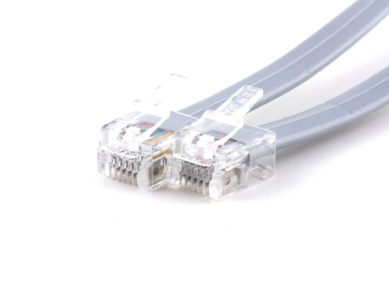 RJ11 4 Conductor Cross Wired Modular Telephone Cable - 7 FT