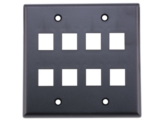 Picture of 8 Port Keystone Faceplate - Dual Gang - Black