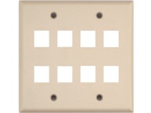 Picture of 8 Port Keystone Faceplate - Dual Gang - Ivory