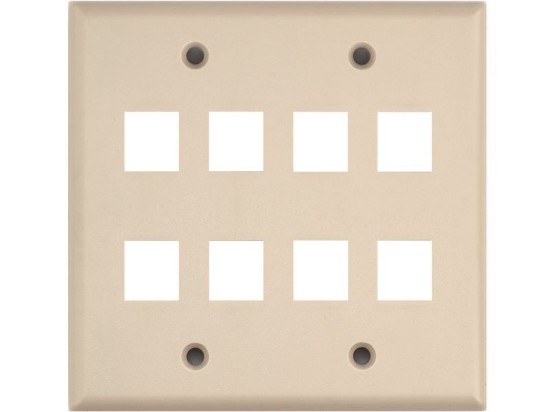 Picture of 8 Port Keystone Faceplate - Dual Gang - Ivory