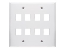 Picture of 8 Port Keystone Faceplate - Dual Gang - White