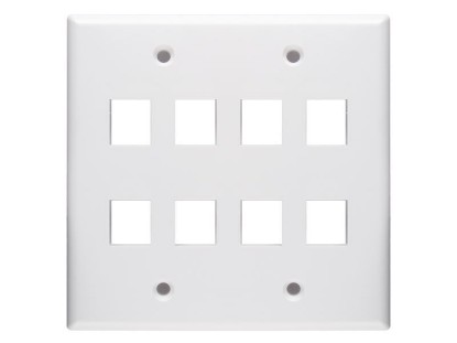 Picture of 8 Port Keystone Faceplate - Dual Gang - White