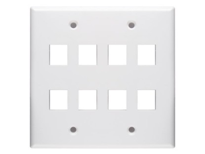 Picture of 8 Port Keystone Faceplate - Dual Gang - White
