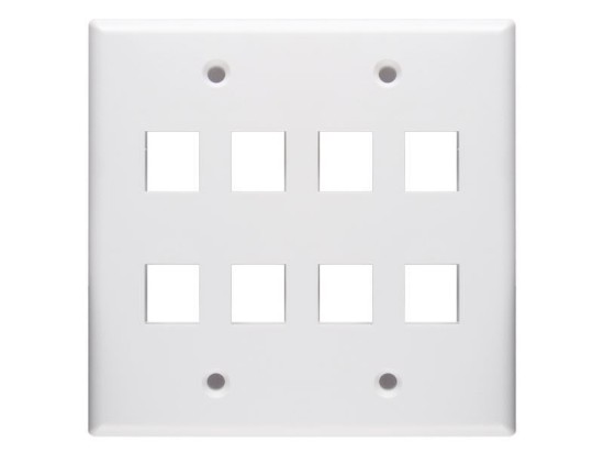 Picture of 8 Port Keystone Faceplate - Dual Gang - White