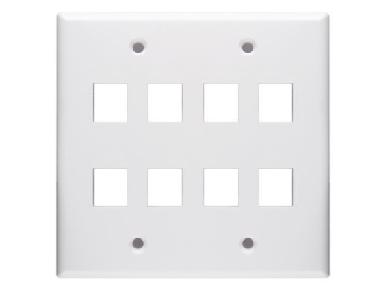 Picture of 8 Port Keystone Faceplate - Dual Gang - White