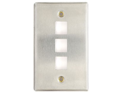 Picture of 3 Port Stainless Steel Keystone Faceplate