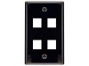 Picture of 4 Port Keystone Faceplate - Single Gang - Black