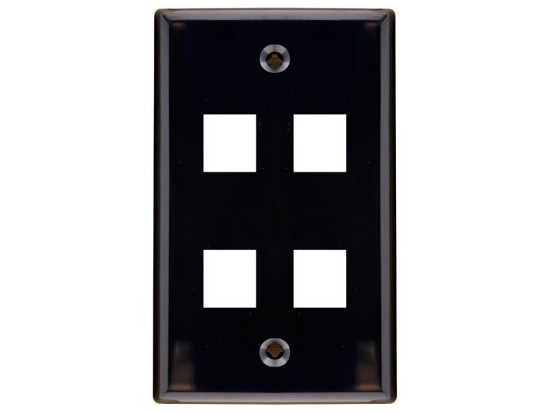 Picture of 4 Port Keystone Faceplate - Single Gang - Black