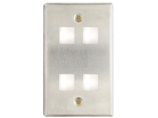 Picture of 4 Port Stainless Steel Keystone Faceplate