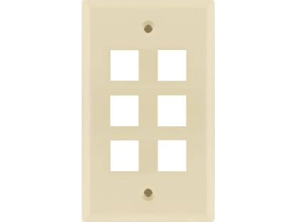 Picture of 6 Port Keystone Faceplate - Single Gang - Almond