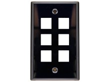 Picture of 6 Port Keystone Faceplate - Single Gang - Black