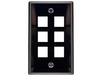 Picture of 6 Port Keystone Faceplate - Single Gang - Black