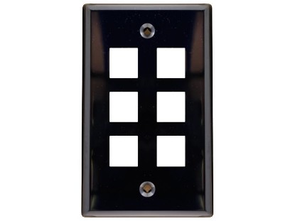 Picture of 6 Port Keystone Faceplate - Single Gang - Black