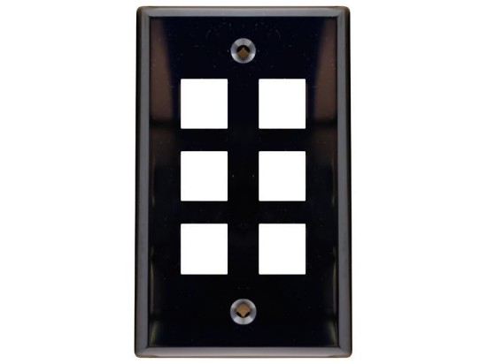 Picture of 6 Port Keystone Faceplate - Single Gang - Black