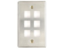 Picture of 6 Port Stainless Steel Keystone Faceplate