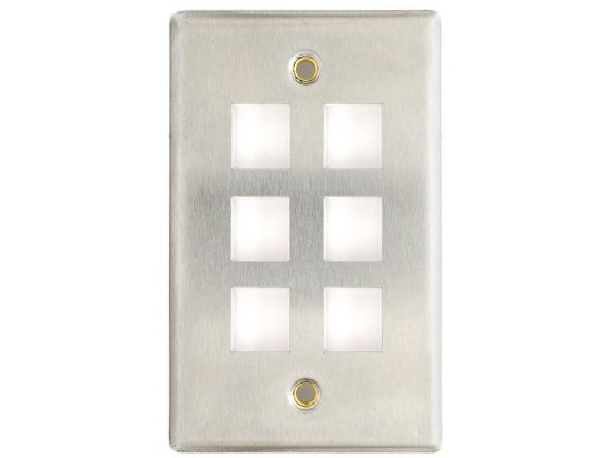 Picture of 6 Port Stainless Steel Keystone Faceplate