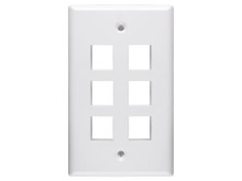 Picture of 6 Port Keystone Faceplate - Single Gang - White