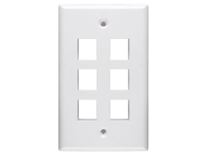 Picture of 6 Port Keystone Faceplate - Single Gang - White