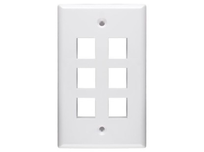 Picture of 6 Port Keystone Faceplate - Single Gang - White