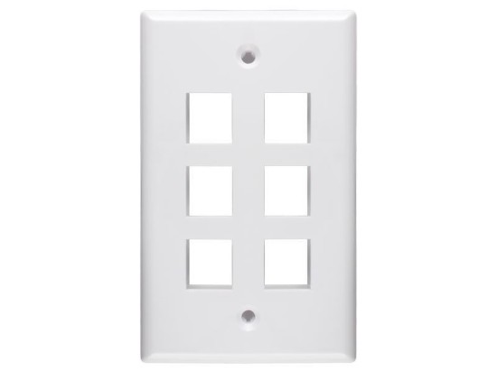 Picture of 6 Port Keystone Faceplate - Single Gang - White