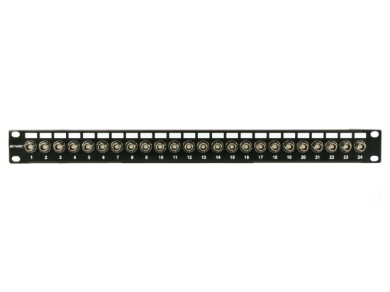 Picture of 24 Port Fully Loaded 75 Ohm BNC Coaxial Patch Panel - 1U