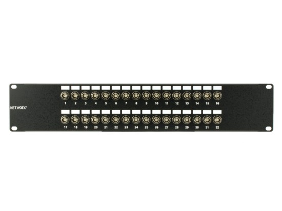 Picture of 32 Port Fully Loaded 75 Ohm BNC Coaxial Patch Panel - 2U