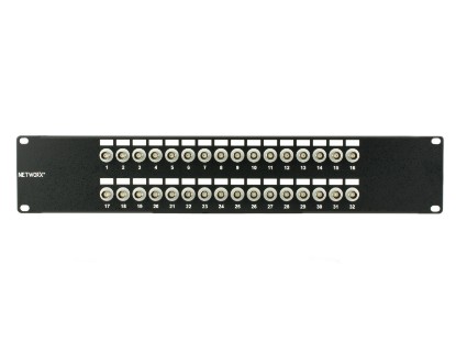 Picture of 32 Port Fully Loaded 75 Ohm Isolated BNC Coaxial Patch Panel - 2U