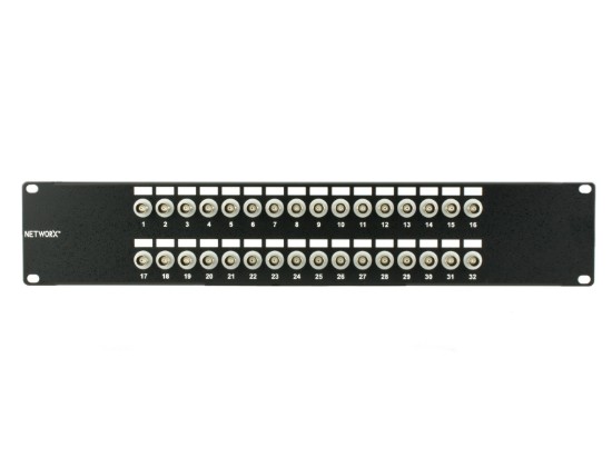 Picture of 32 Port Fully Loaded 75 Ohm Isolated BNC Coaxial Patch Panel - 2U