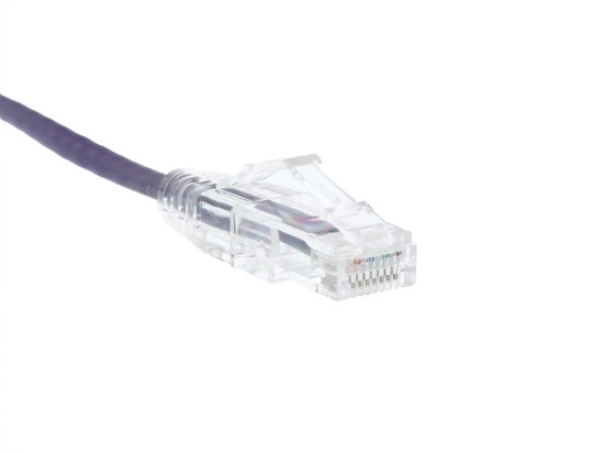 Picture of Cat6 Mini Ethernet Patch Cable, 2 ft, Purple, Booted